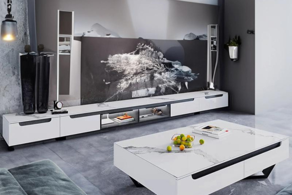 White TV cabinet and living room set