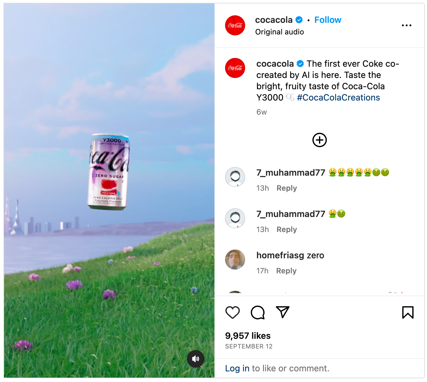 Screenshot of video of Coca-Cola company Instagram showing product development with AI.