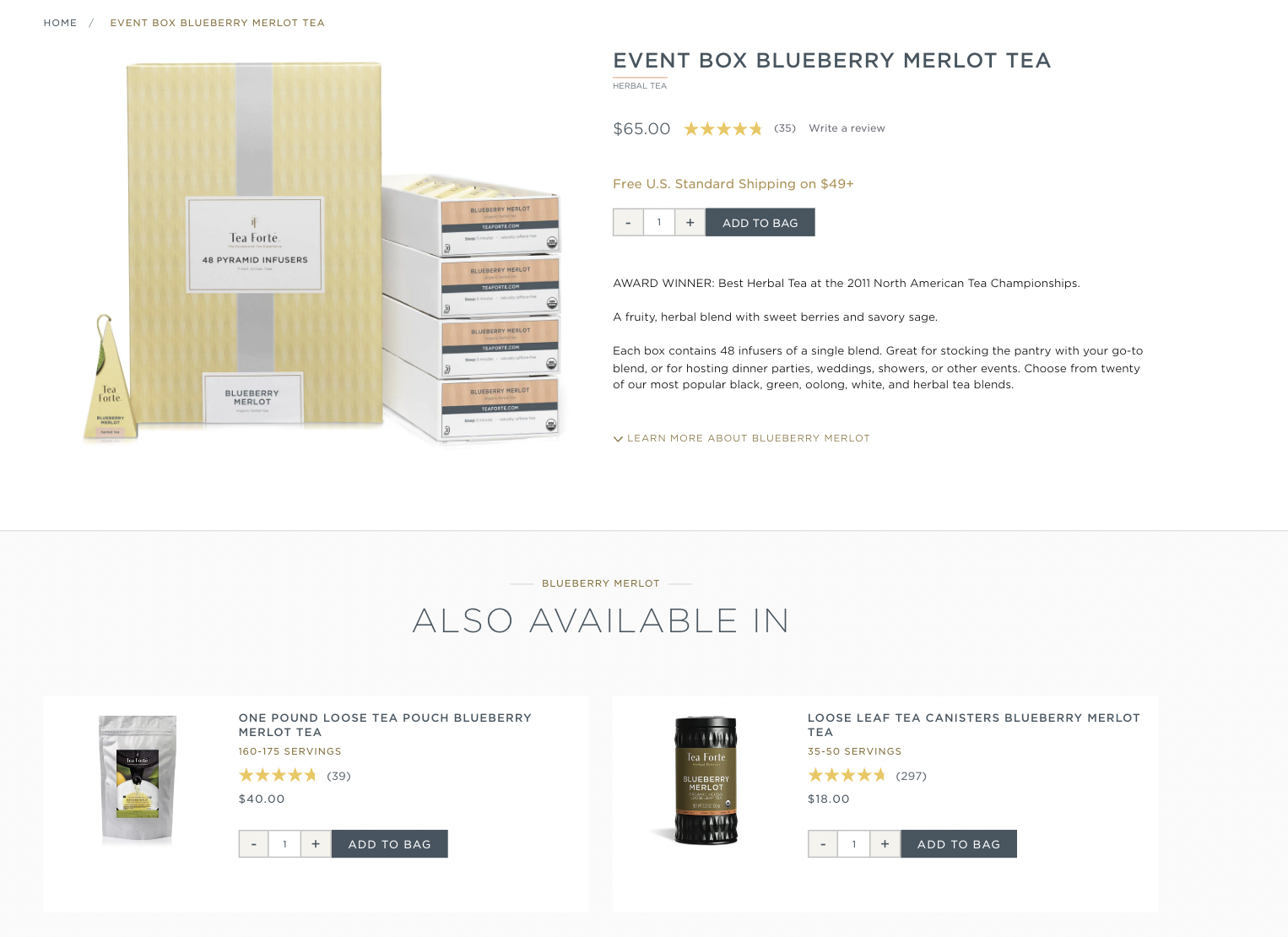Event Box blueberry merlot tea packaging