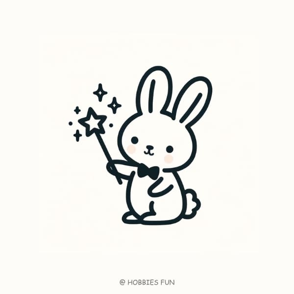 drawing bunny cute, Bunny with Magic Wand