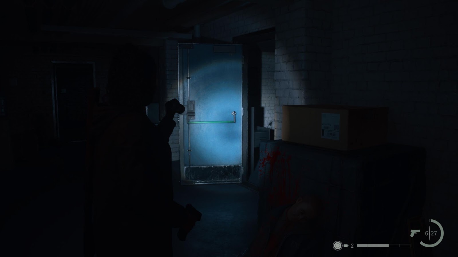 An in game screenshot of the door you need to access to get to the Sheriff Station cult stash in Alan Wake 2. 