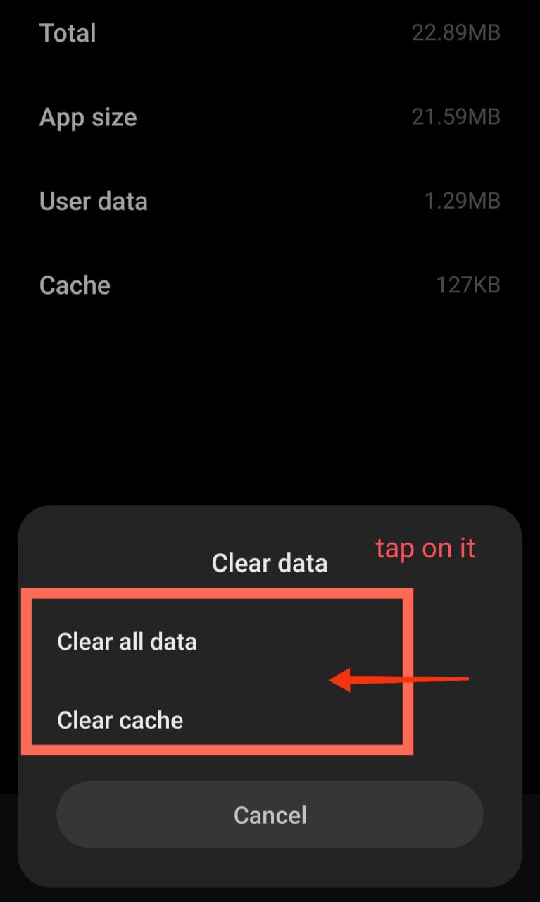 Clear the temporary app cache and cookies data on Android