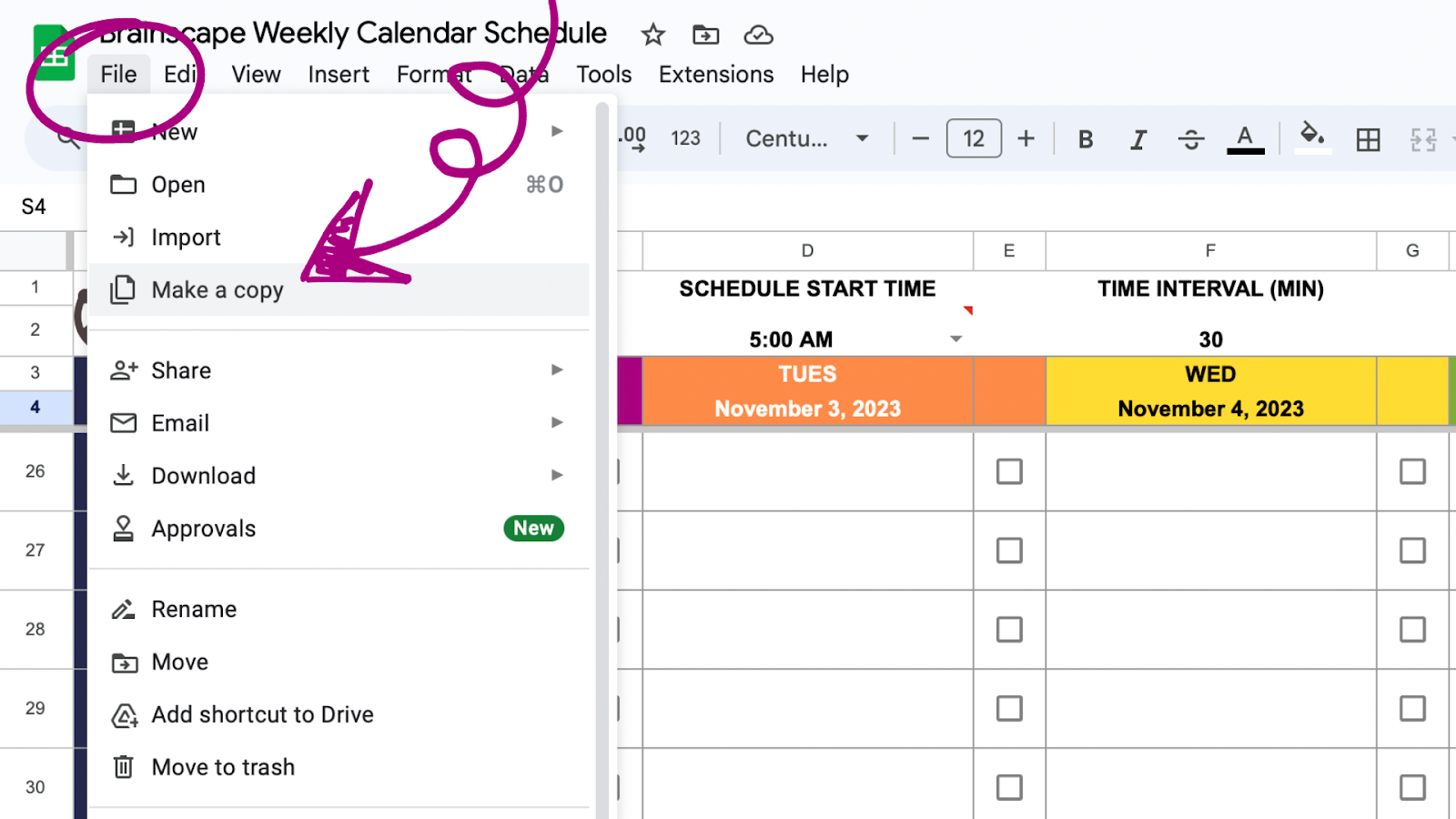 How to make an editable copy of a Google Sheets template