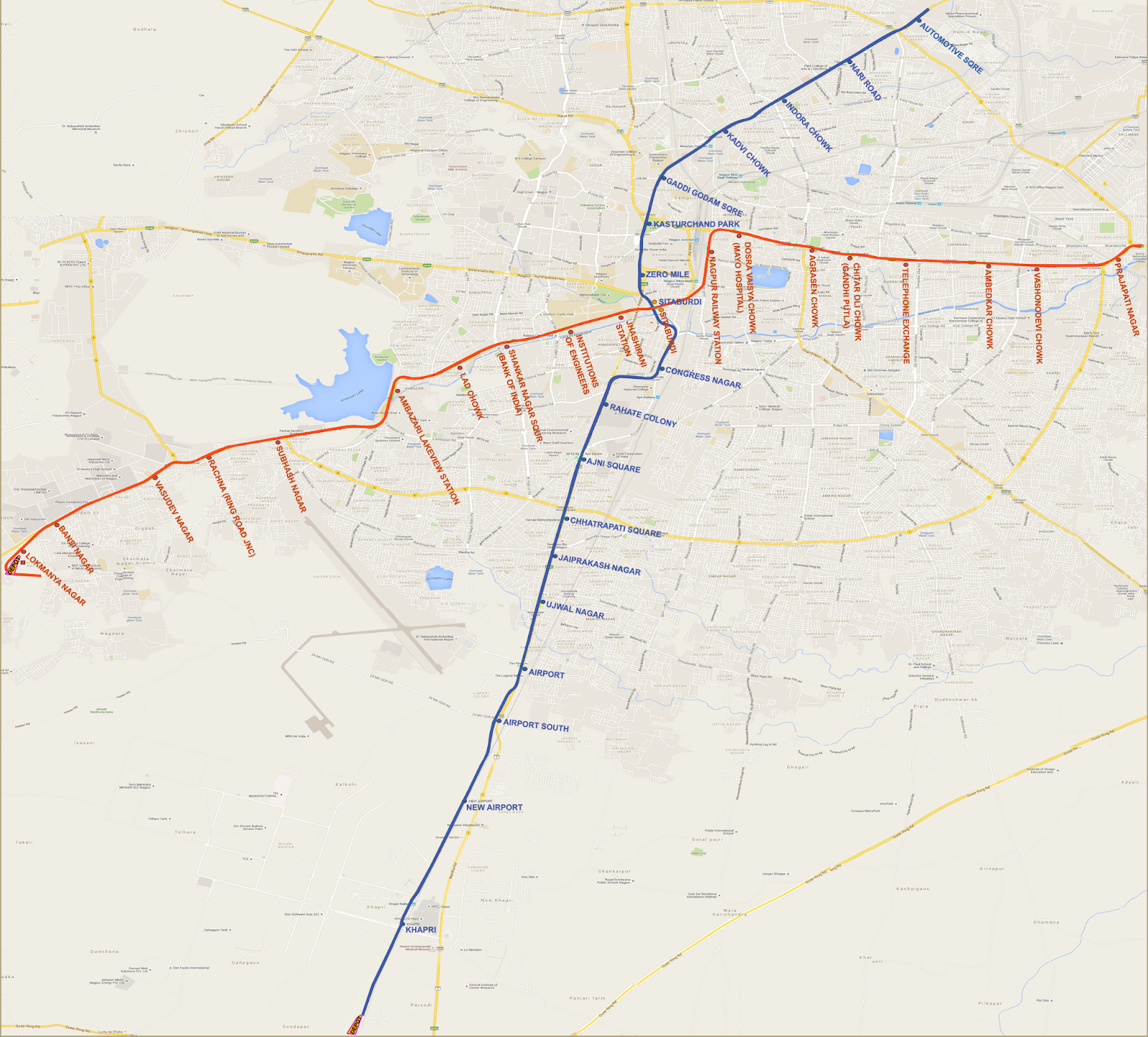 Nagpur Metro Map