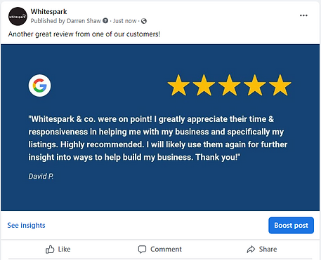 Google reviews in social media posts