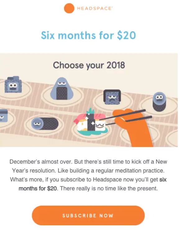 Email marketing campaign example: Headspace