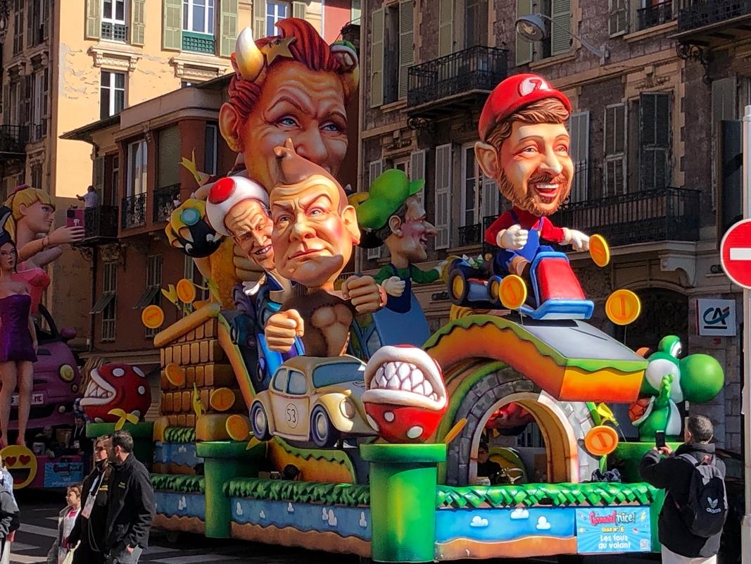 A float with cartoon characters on it

Description automatically generated