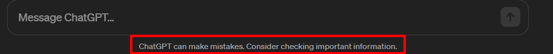 Peringatan untuk Pengecekan Informasi Penting pada bagian bawah ChatGPT
