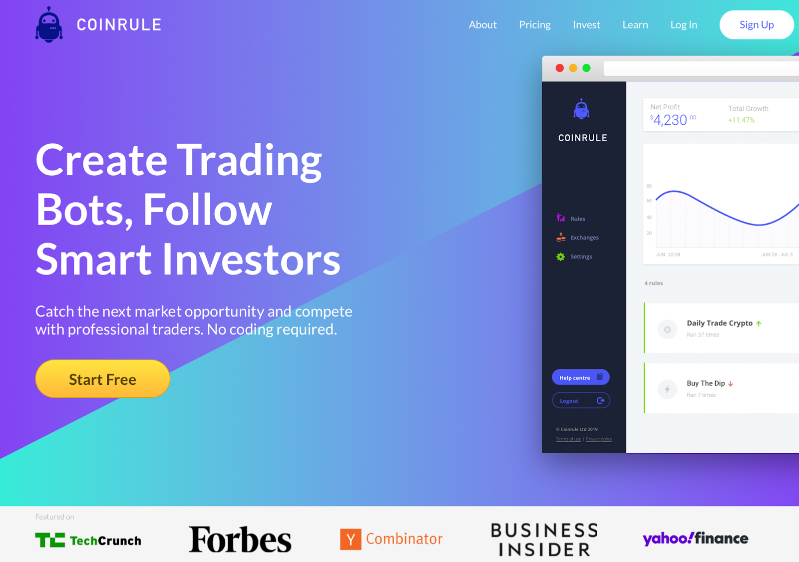 Coinrule creates personalized automated Forex trading bots 