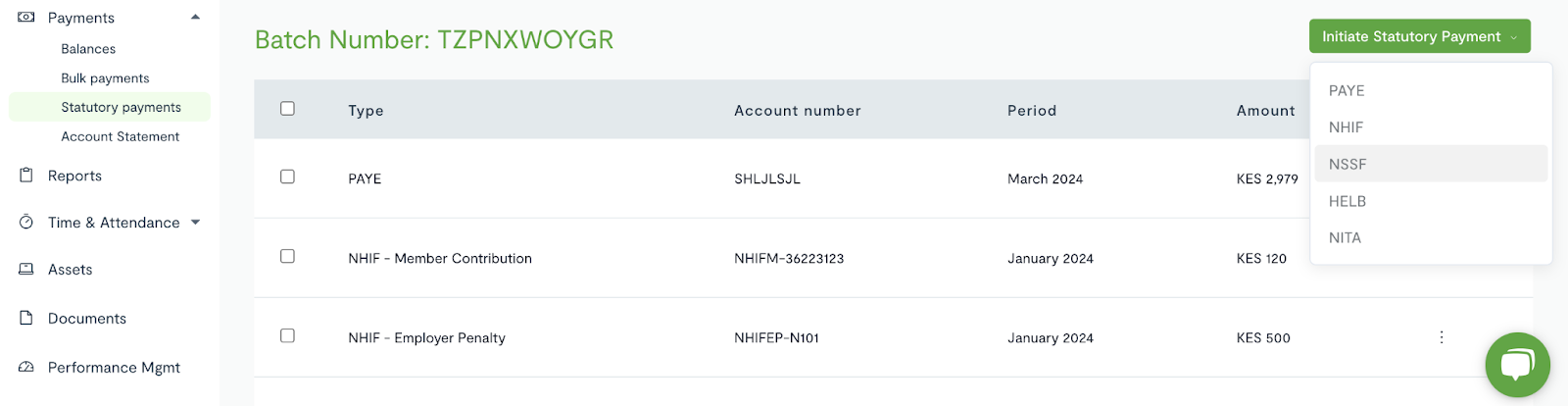 NSSF payment
