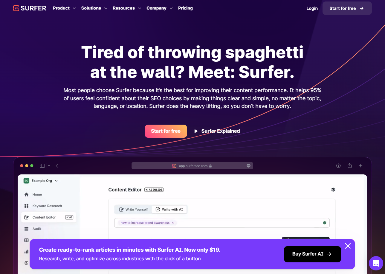 Surfer SEO: Tired of throwing spaghetti at the wall? Meet: Surfer