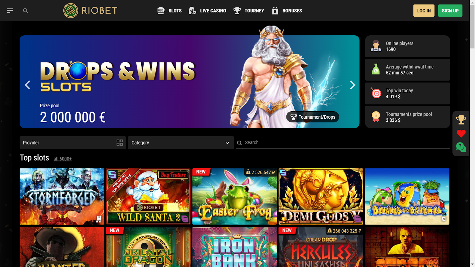 riobet casino interface