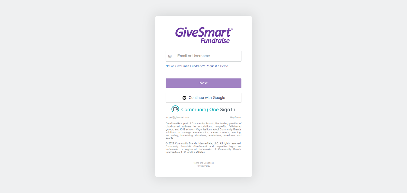 A screenshot of GiveSmart's website
