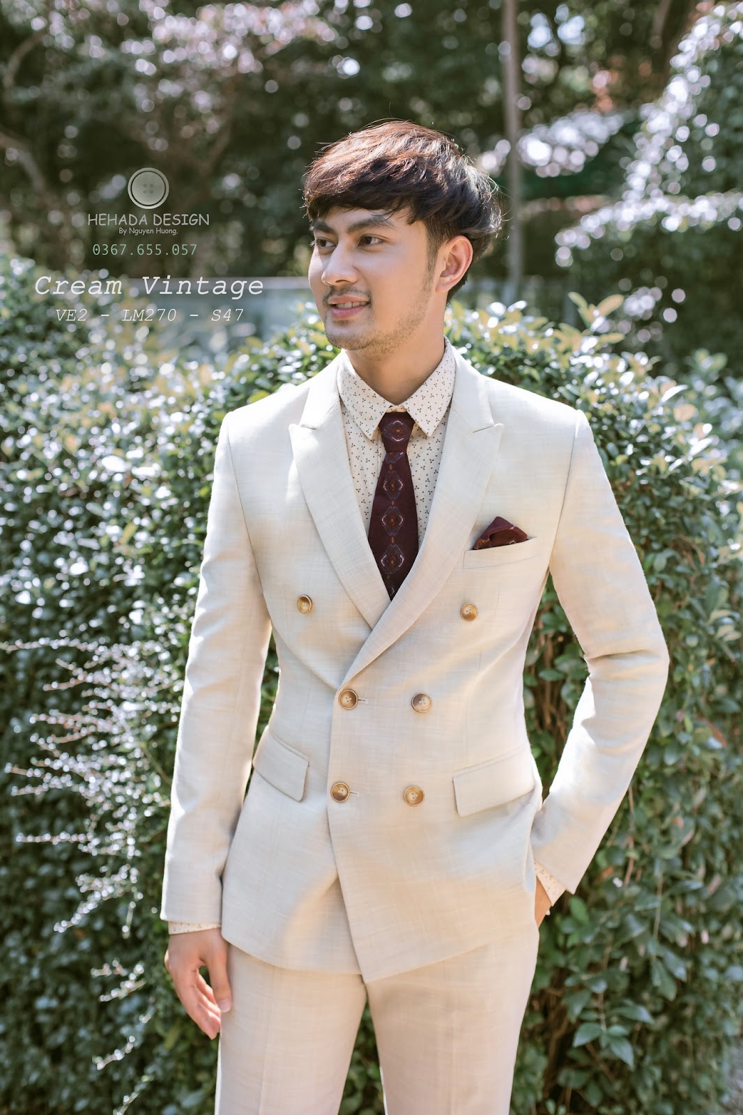 Vest thiết kế Cream Vintage cho chú rể