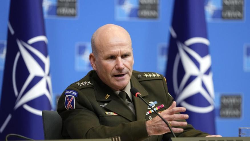 Supreme Allied Commander Europe, General Christopher Cavoli addresses a media conference at NATO headquarters in Brussels, Thursday, Jan. 18, 2024. Ukraine is locked in an existential battle for its s