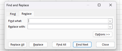 excel find and replace