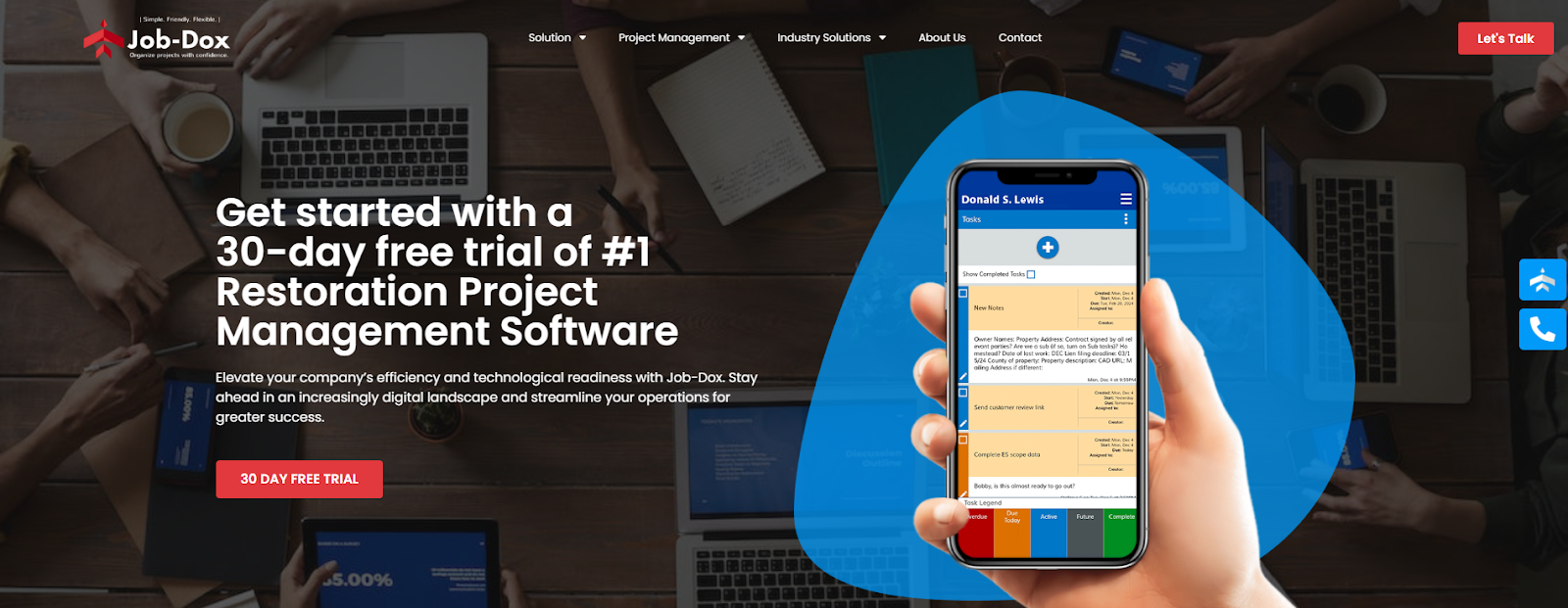 Website of Job-Dox, a project management software for electrical businesses