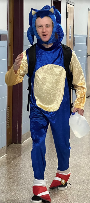 image of a student in a blue costume