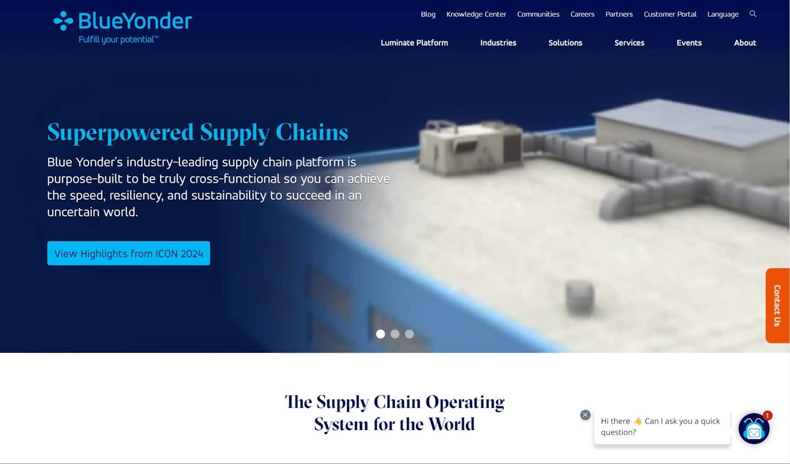 Screenshot of Blue Yonder website