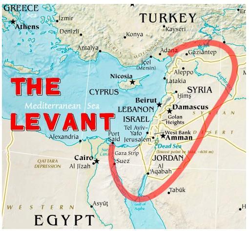 The term “Levant” often heard in the news roughly corresponds to