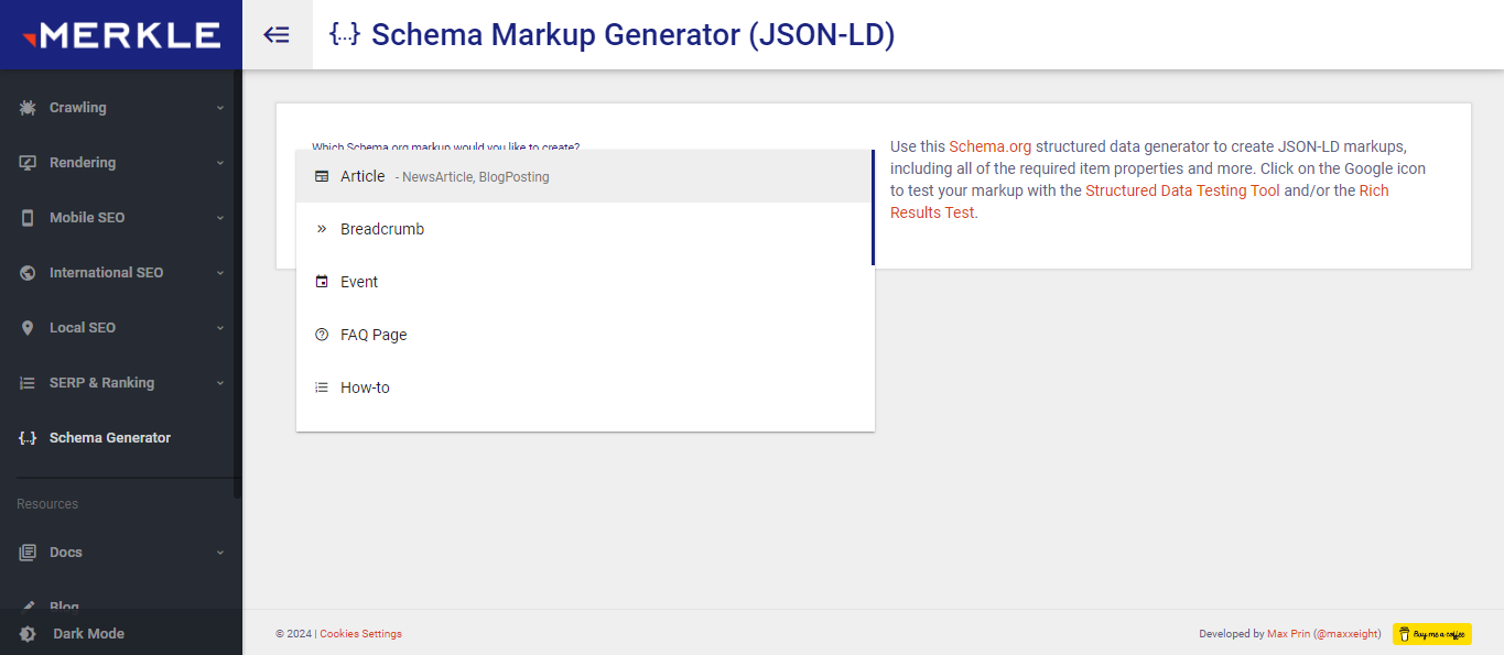 Schema Markup Generator Tools