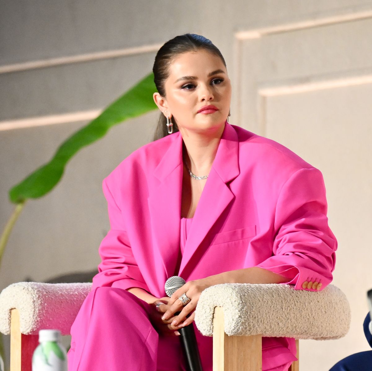 Selena Gomez Leans Into Barbiecore With Pink Pantsuit