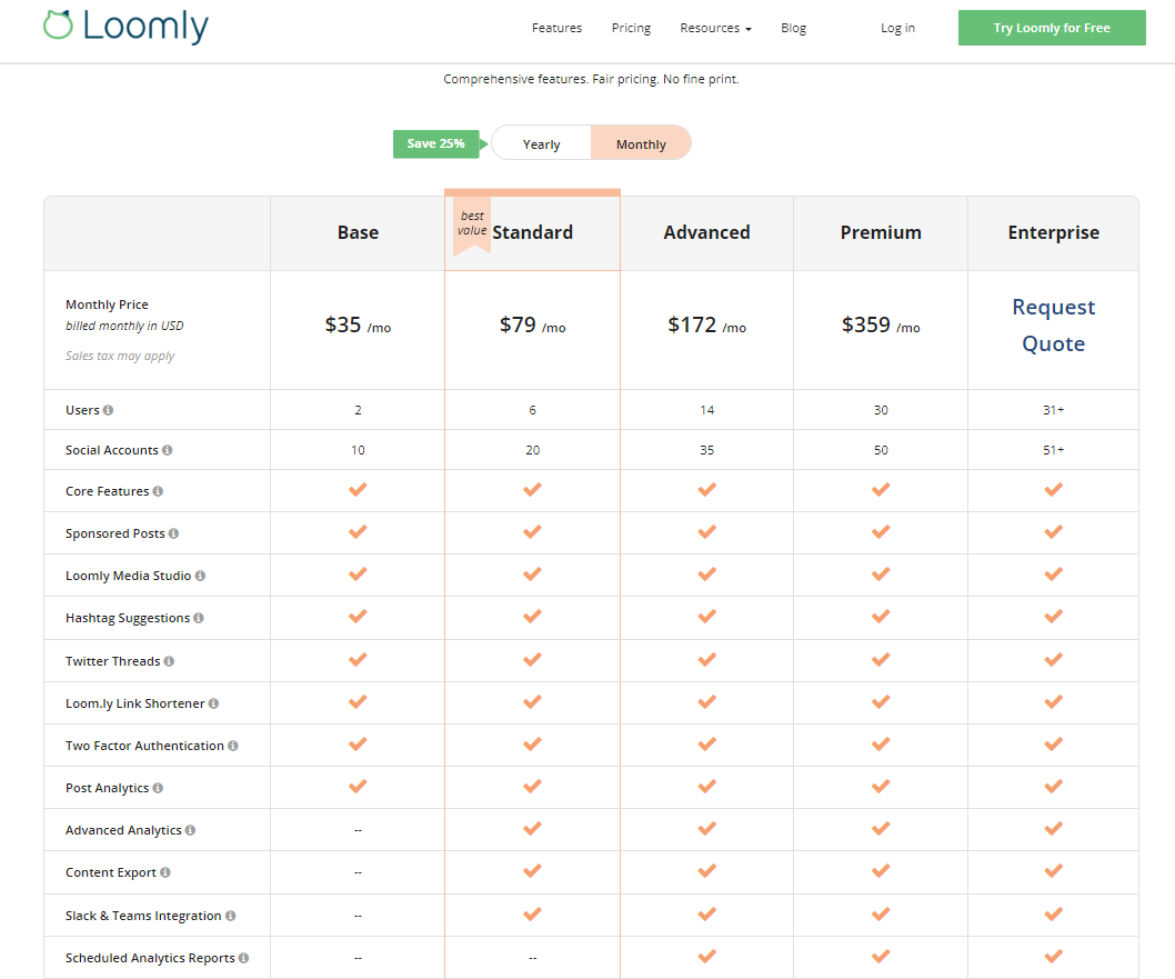 Loomly Pricing Plans