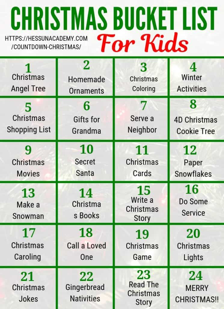 Kids Christmas Countdown Activities 