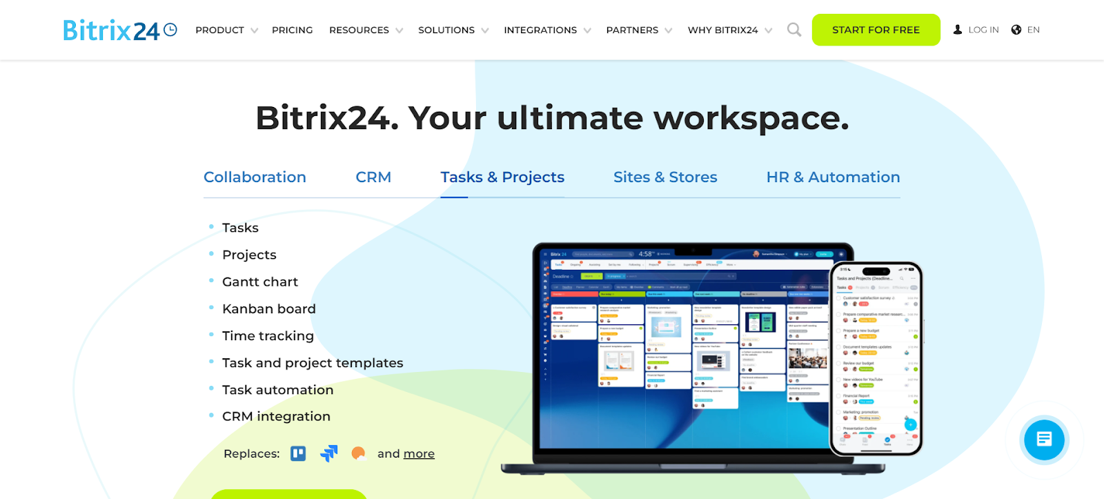 A screenshot of Bitrix24's website