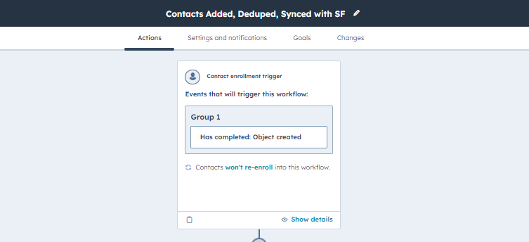 add trigger for record creation in HubSpot