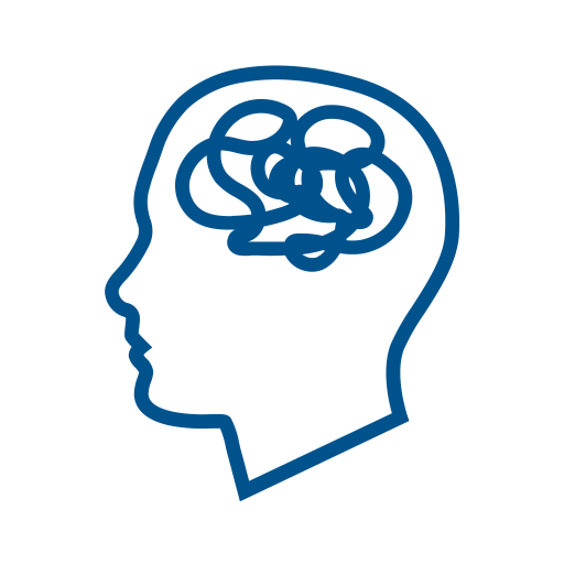 Icon of a person's head with a squiggle as their brain
