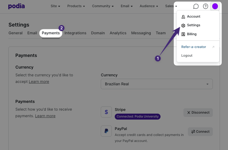 Payment Processing with Podia