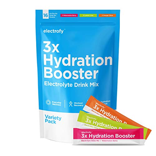 Electrofy 3X Hydration Booster Variety Pack | Keto Electrolyte Drink Powder  Stick Packets Recovery Mix Hydration Multiplier | Paleo Friendly, Vegan,  Gluten Free, Soy Free, Dairy Free | 16 Pack -