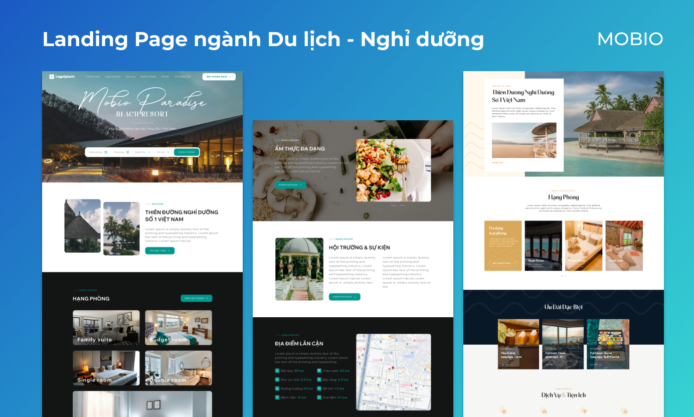 landing page ngành du lịch nghỉ dưỡng