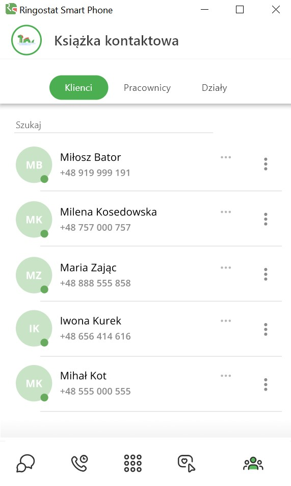 Ringostat, mini-CRM, lista klientów