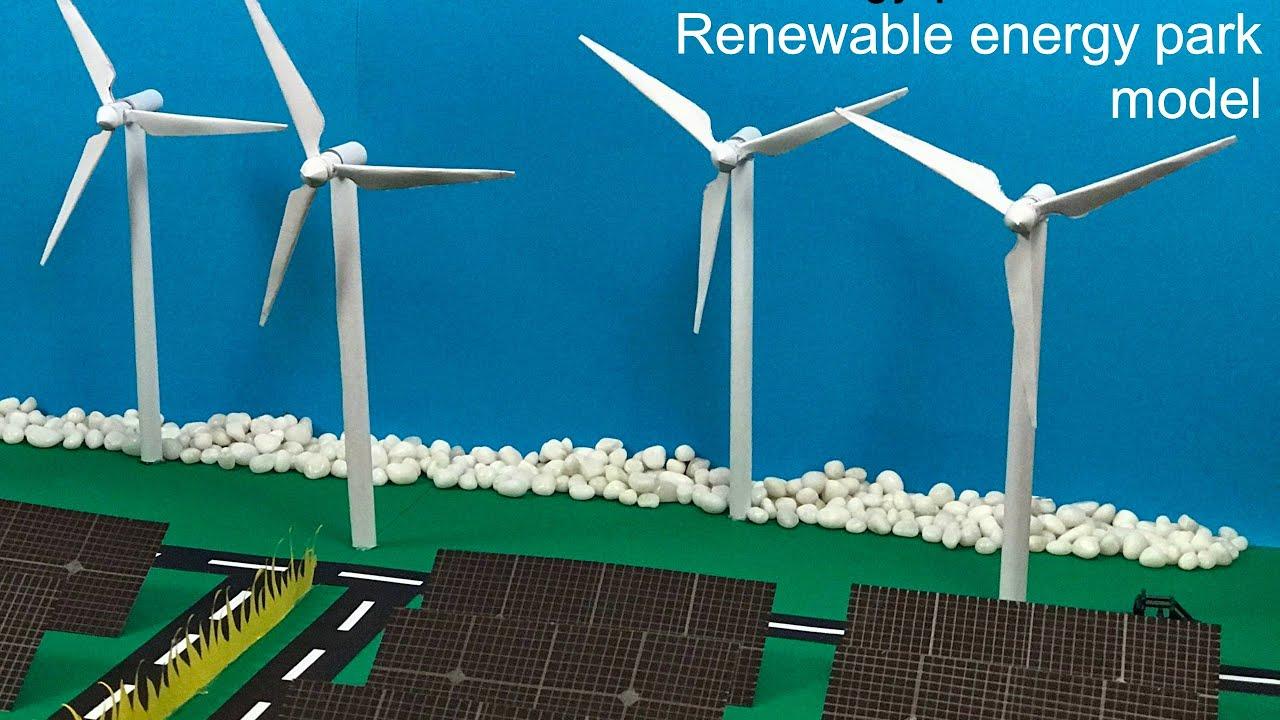 Renewable energy park working model for science project | Wind mill turbine  paper model | Solar park - YouTube