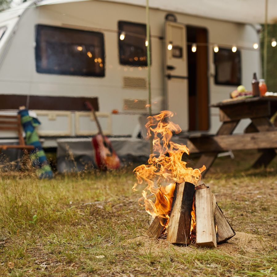 RV with campfire