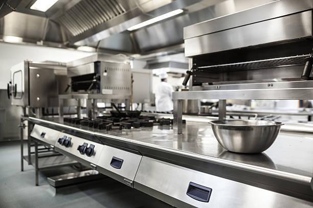 Work surface and kitchen equipment Work surface and kitchen equipment in professional kitchen restaurant kitchen stock pictures, royalty-free photos & images