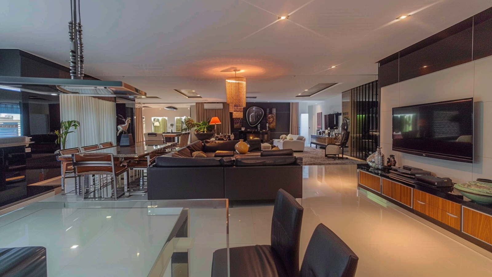 The living room of a house in Sao Paulo with modern furniture and facilities