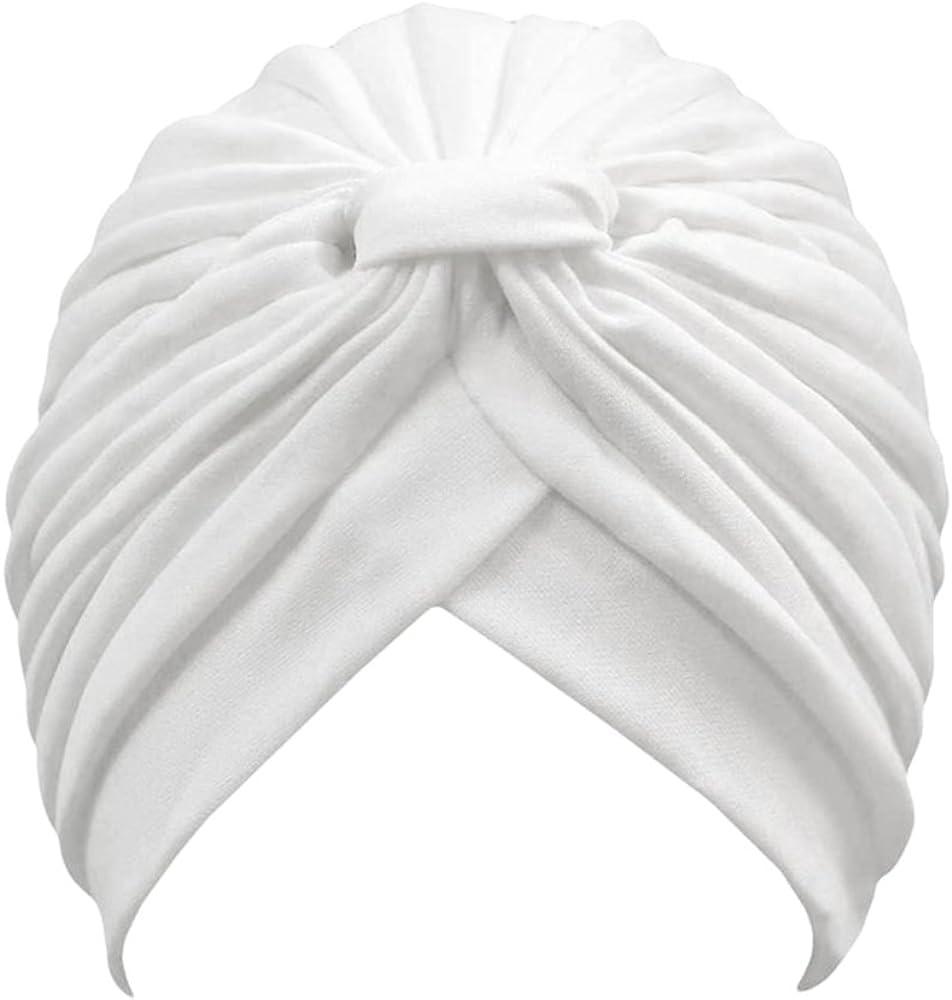 Turban WHITE Twist pleated Hair Wrap stretch turban Women's Head Wrap Cap  Cover at Amazon Women's Clothing store: Turban Hat Women