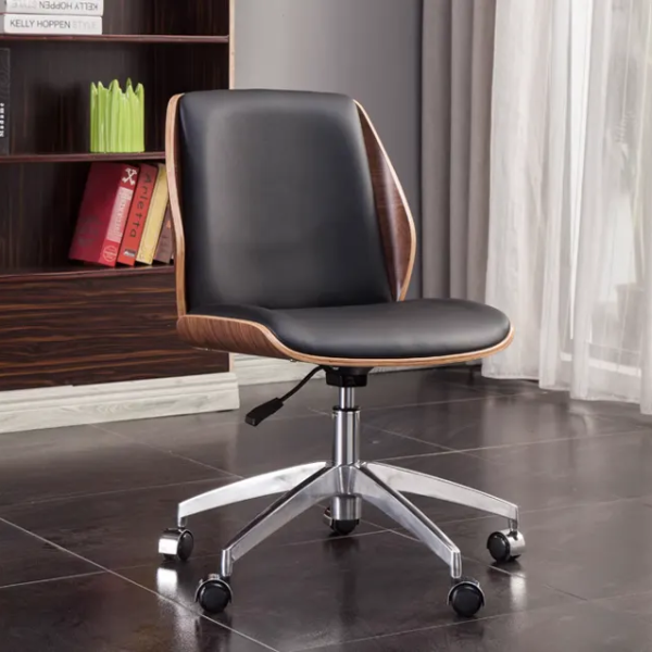Microfibre leather swivel office chair in black