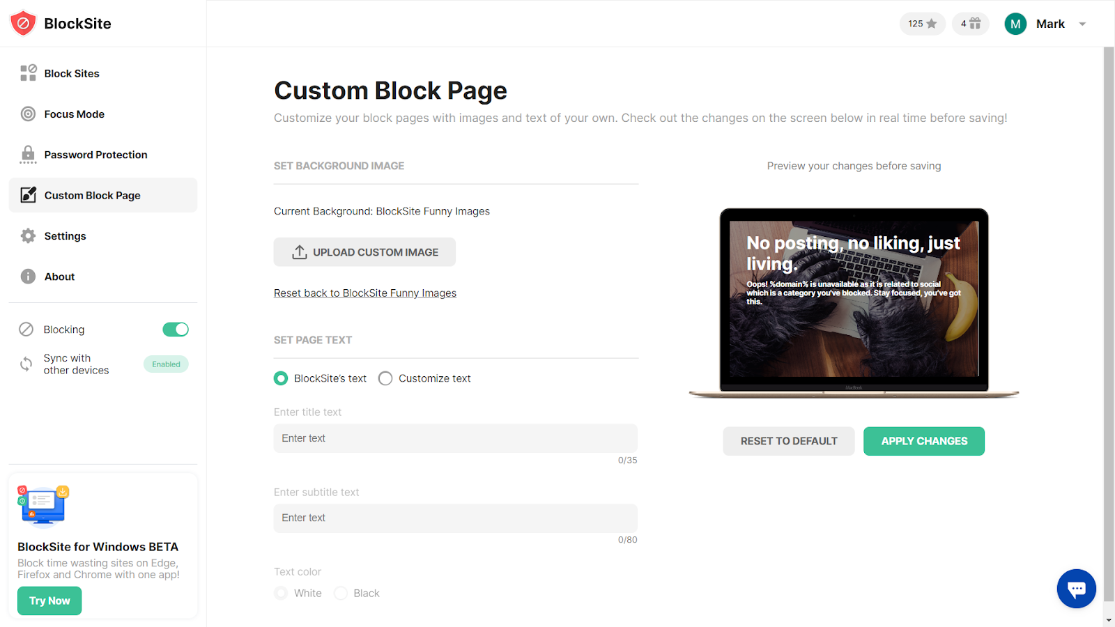 Custom Block Pages