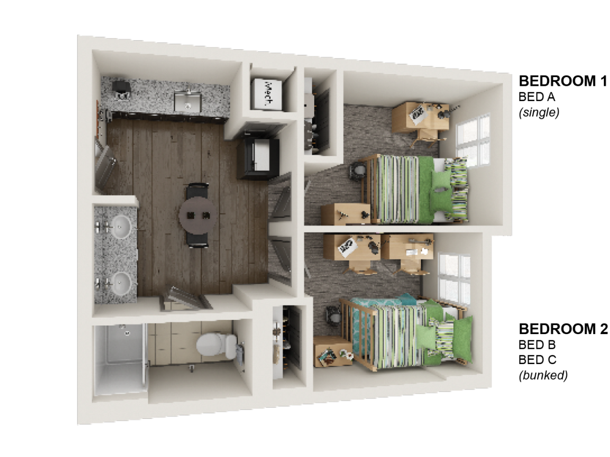 floor plan of two bedroom suite