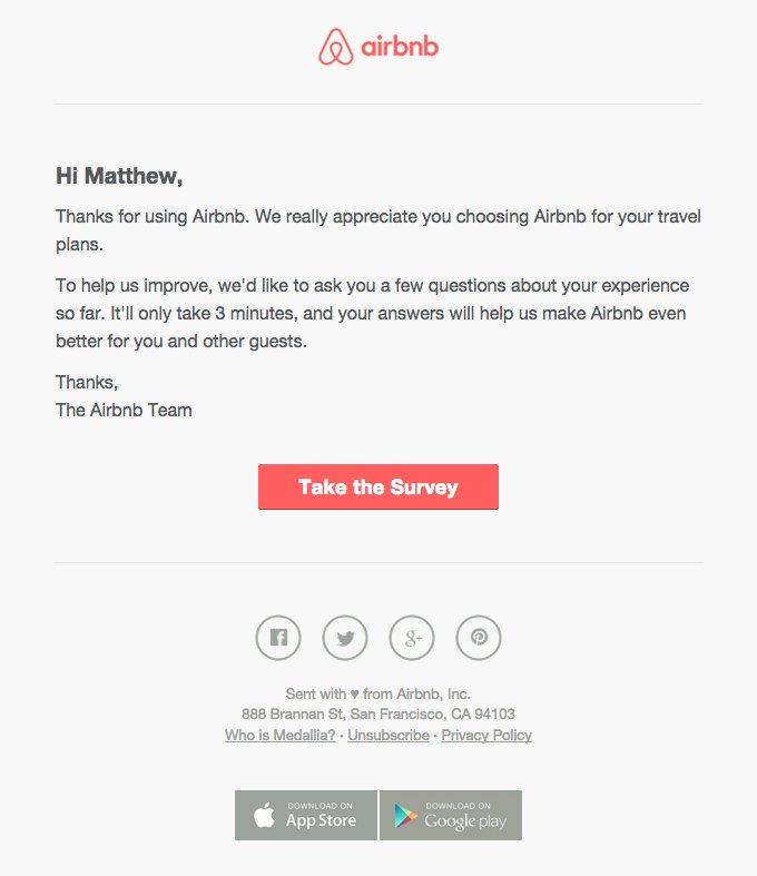 Airbnb email marketing example