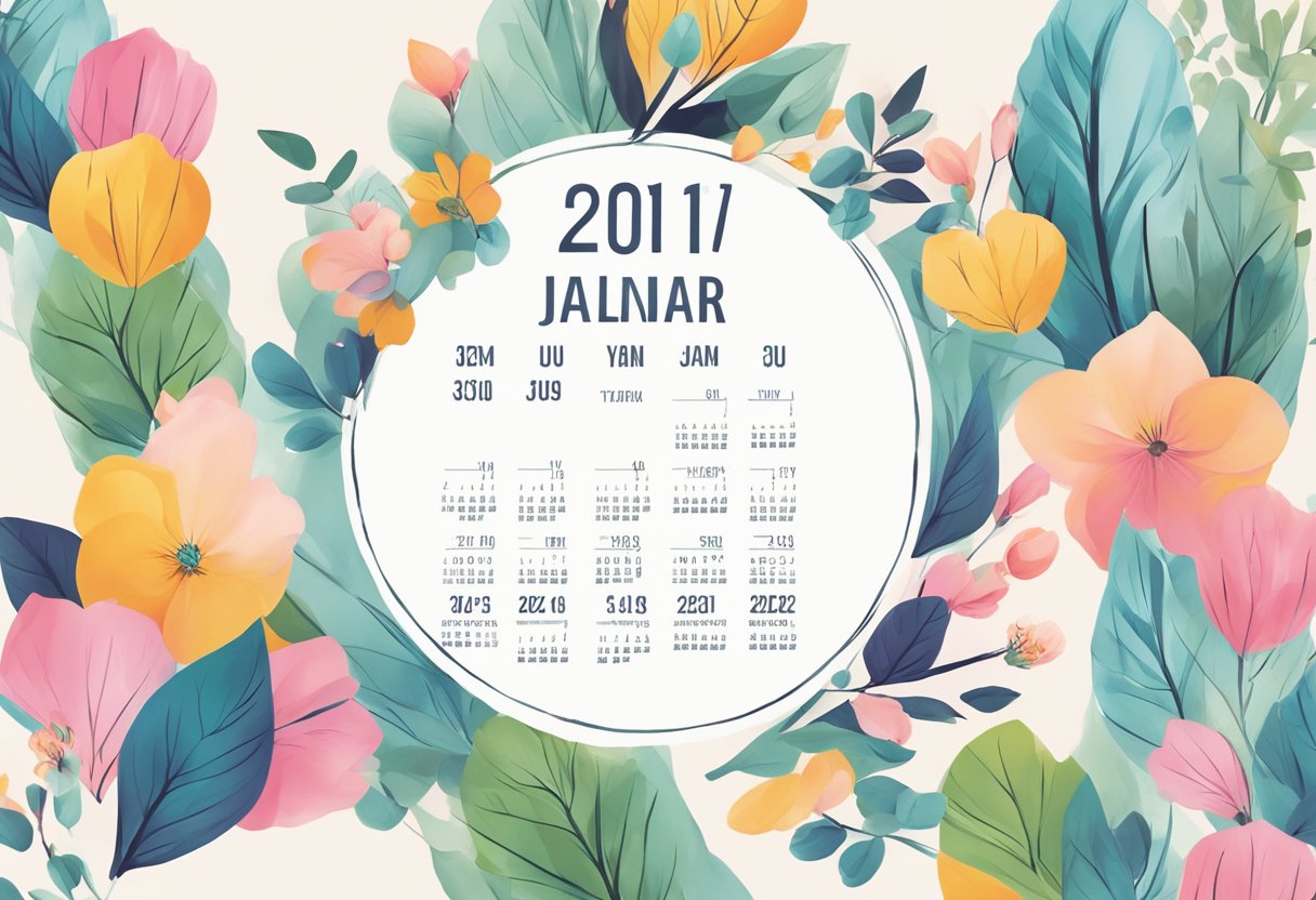 A calendar with vibrant colors and clean lines, featuring customizable sections for dates and events. The design showcases a modern and eco-friendly approach to time organization