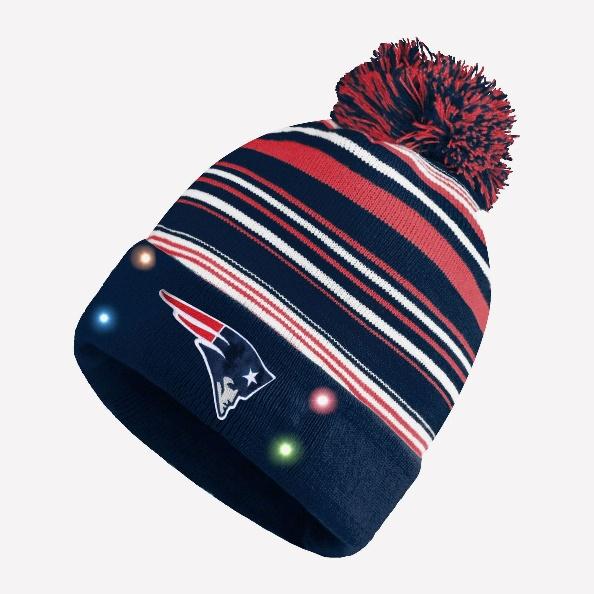 A knit hat with lights

Description automatically generated