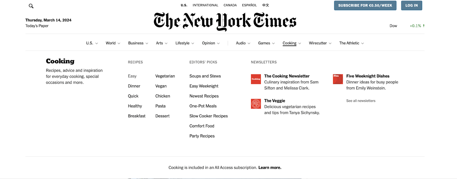New York Times news website