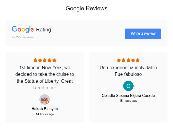 Google reviews pop-up
