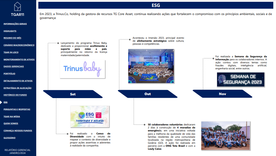 Relatório do fundo relatório gerencial indicadores de sustentabilidade