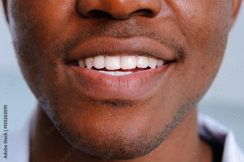 White teeth smile black man close up Stock Photo | Adobe Stock